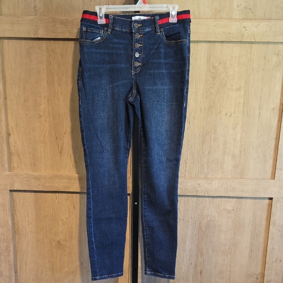CAbi Denim - (J60) CAbi High Rise Dark Blue Jeans with Red Accents Sz 10